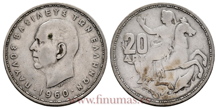 GRECIA - K-085 - 20 Drachmai 1960,  MBC-