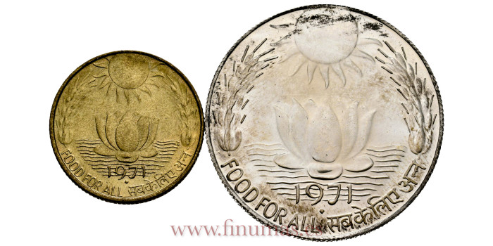 INDIA K-043y186  -10 y20 Paise 1971 - F.A.O. 2 piezas