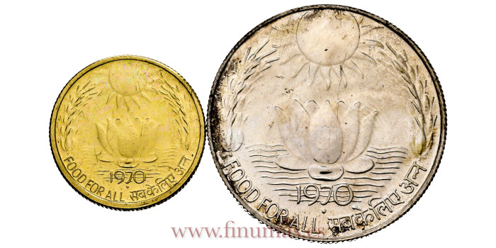 INDIA K-043y186  -10 y20 Paise 1970 - F.A.O. 2 piezas