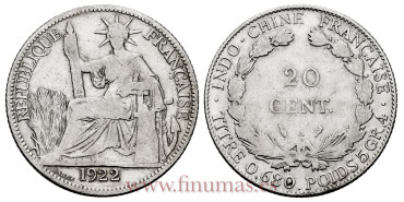 INDOCHINA - K-017 - 20 Centavos 1922 - BC