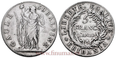 ITALIA - ESTADOS -K-004 - 5 Francos L ´ANO 10 (1802) Piedmont, MBC