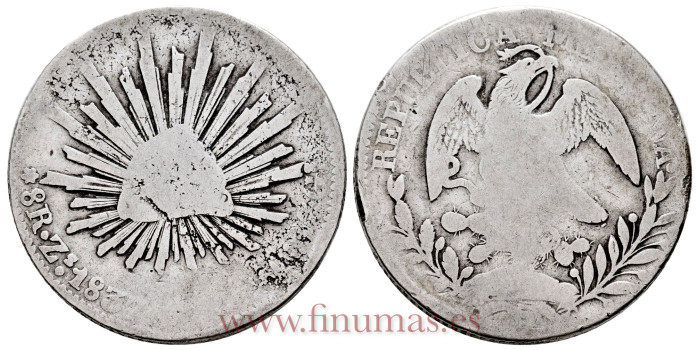 MEXICO 8 Reales 1837 Zacatecas AG - RC 