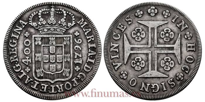 PORTUGAL KM-288 400 Reis 1786 Maria I - MBC