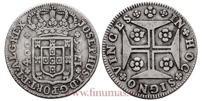PORTUGAL - KM-255,2 - 400 Reis 1766 Josephus i - MBC