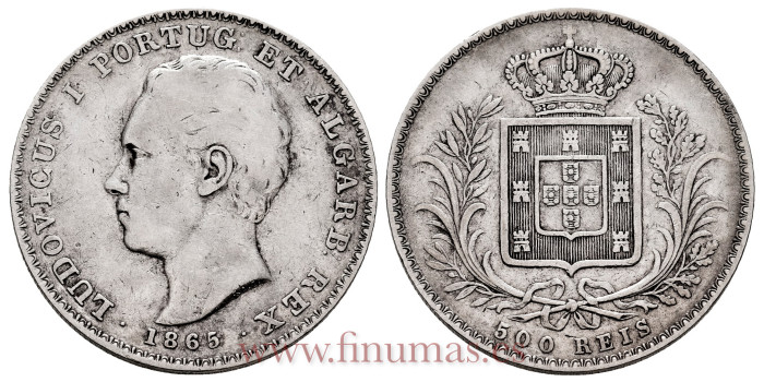 PORTUGAL - KM-509 - 500 Reis 1865 Lodubicus I - MBC-