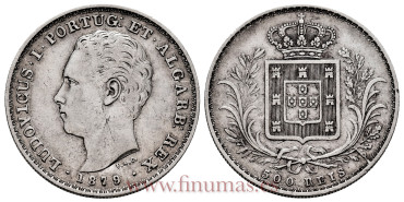 PORTUGAL - KM-509 - 500 Reis 1879 Lodubicus I - MBC