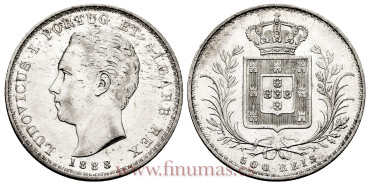 PORTUGAL - KM-509 - 500 Reis 1888 Lodubicus I - EBC