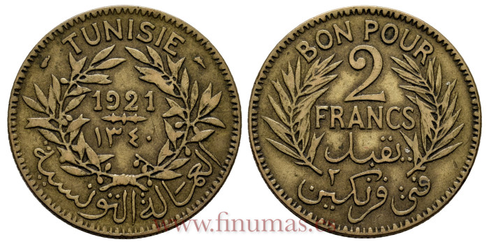 TUNEZ - K-248 - 2 Francos 1921 - MBC