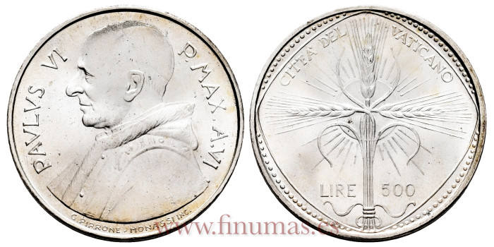 VATICANO - K - K-107 - 500 Liras 1968 - SC