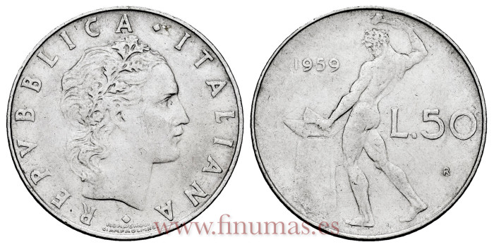 ITALIA -K-095- 50 liras 1959 -MBC+