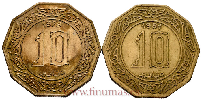 ARGELIA - K-110 - 10 DI. 1979 Y 1981 - MBC, 2 piezas
