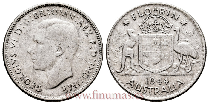 AUSTRALIA - K-040 -1 Florin 1944, MBC