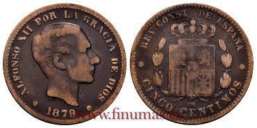 Cy16557E.- ALFONSO XII 5 Centimos 1879 - MBC