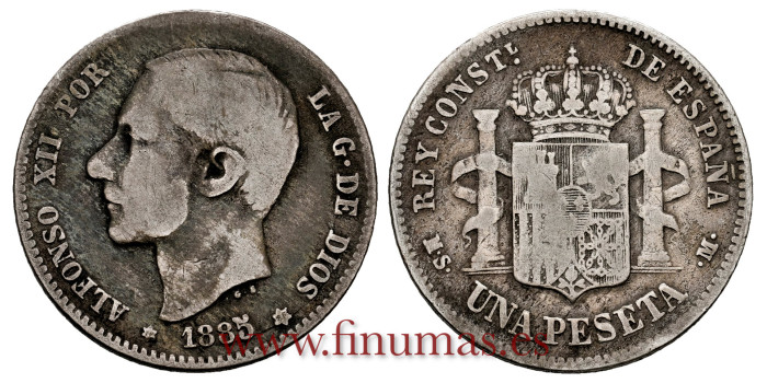 Cy16567B.- ALFONSO XII 1 Peseta 1881 (--) - RC