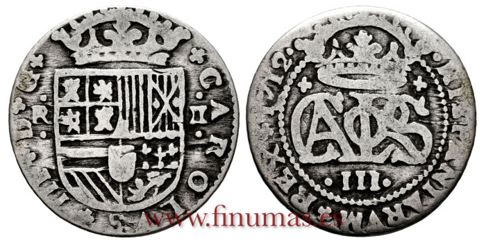 Cy07452.- CARLOS III - Pretendiente 2 Reales 1712 Barcelona - BC