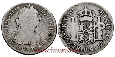 Cy10801.-CARLOS III - 2 Reales 1775 Mexico FM - BC-