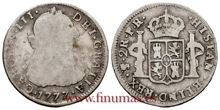 Cy10818.-CARLOS III - 2 Reales 1777 Potosi - RC