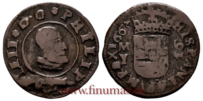 Cy05276.- FELIPE IV -  16 Maravedí 1663 Sevilla R. - MBC