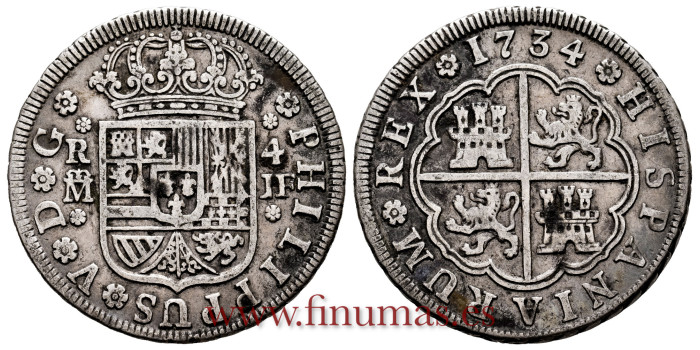 Cy08485.- FELIPE V. - 4 Reales 1734 Madrid JF - MBC+