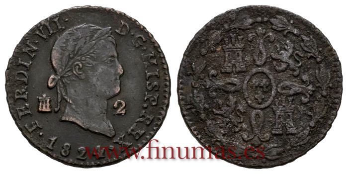Cy13924.-FERNANDO VII -2 Maravedis 1824 Segovia - MBC