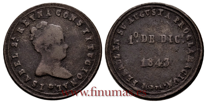 Cy16498M.- ISABEL II - MEDALLA PROCLAMACION - FERROL  1843 - MBC