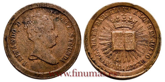 Cy16499M.- ISABEL II - MEDALLA PROMULGACION CONSTITUCION  1839 - MBC