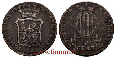 Cy15759.-ISABEL II -  3 Cuartos 1837 Cataluña - RC