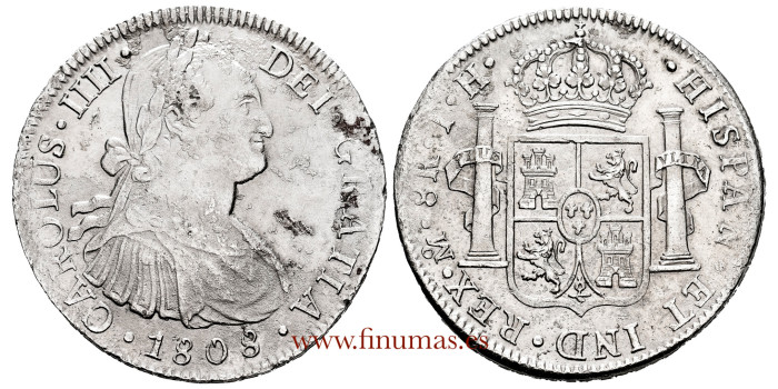 Cy13158.-CARLOS IV - 8 Reales 1808 Mexico T.H. - MBC+