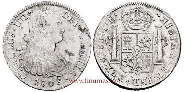 Cy13158.-CARLOS IV - 8 Reales 1808 Mexico T.H. - MBC+