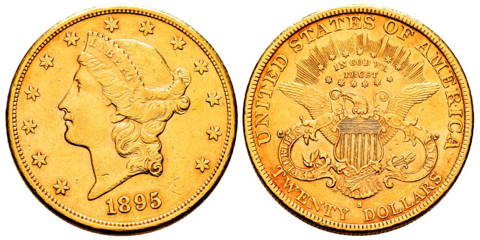USA K-074.3.- 20 DOLLAR 1895 S. Liberty Head. GOLD