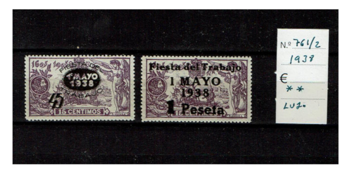Edifil 0761/62  SERIE EN NUEVO SIN CHARNELA - LUJO
