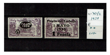 Edifil 0761/62  SERIE EN NUEVO SIN CHARNELA - LUJO
