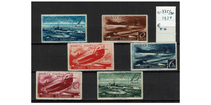 Edifil 0775/80 - 1938, NEW WITHOUT STICKER -Submarine Post Office