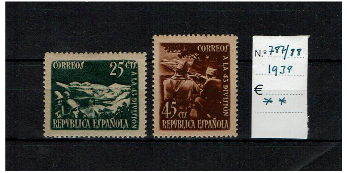 Edifil 0787/88 - 1938, NEW WITHOUT BINDINGS
