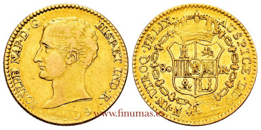 Cy13877.- JOSE NAPOLEON 80 Reales 1809 Madrid A.I. MBC+  -ORO