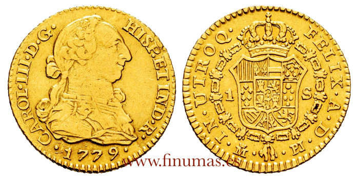 Cy11504.- CARLOS III 1 ESCUDO 1779 sobre 76. MADRID P.J. MBC - ORO