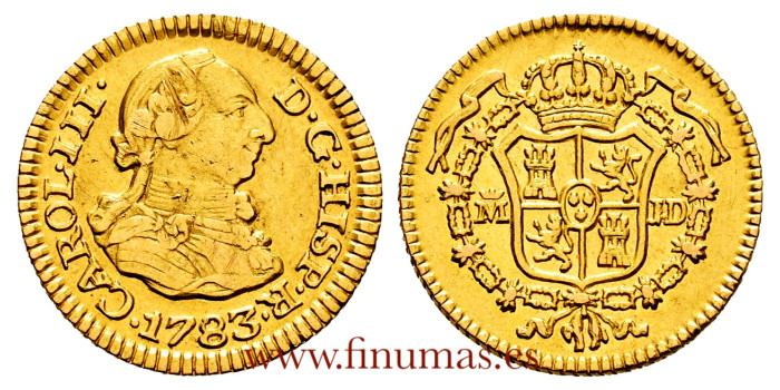 Cy11400.- CARLOS III 1/2 ESCUDO 1783 MADRID J.D. EBC- ORO
