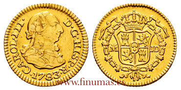 Cy11400.- CARLOS III 1/2 ESCUDO 1783 MADRID J.D. EBC-  ORO