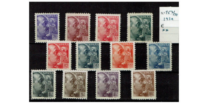 Edifil 0867/78 - 1939, NEW WITHOUT CHARNEL. Franco with Sanchez Toda