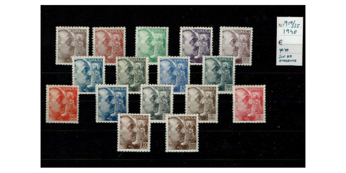 Edifil 0919/35 - 1940 GENERAL FRANCO. NUEVO SIN CHARNELA