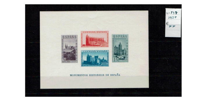 Edifil 0848 - 1938. SHEET BLOCK MONUMENTS. NEW WITHOUT HINGE