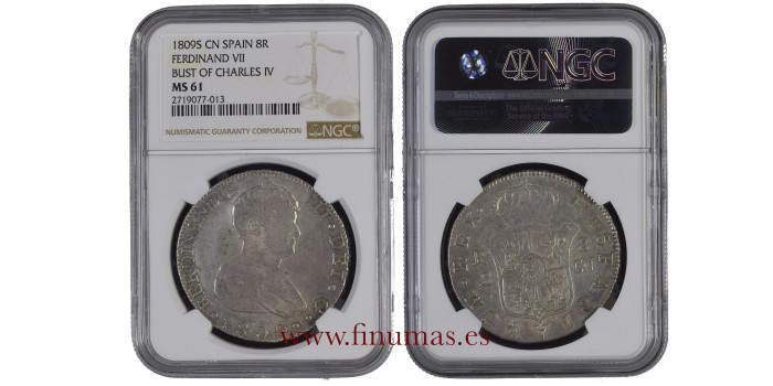 Cy14944.-FERNANDO VII - 8 Reales 1809 Sevilla C.N.- NGC MS61