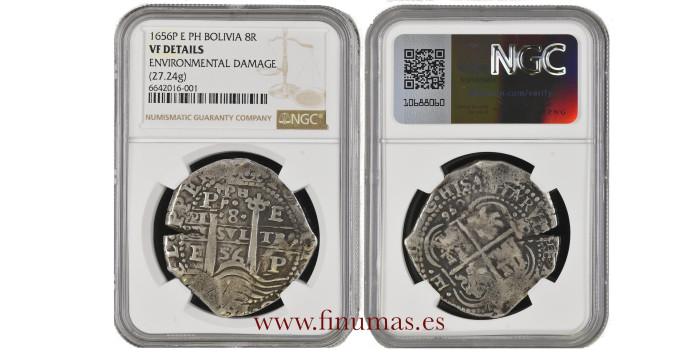 Cy06093.- FELIPE IV  8 REALES  1656 POTOSI E - NGC VF