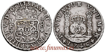 Cy08828.- FELIPE V - 8 Reales Columnario 1746 Mexico M.F. - MBC+