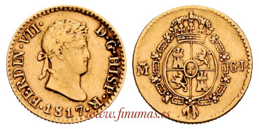 Cy15233.- FERNANDO VII 1/2 ESCUDO 1817 MADRID  G.J. - MBC