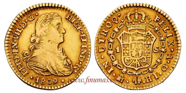 Cy15245.- FERNANDO VII 1 ESCUDO 1809 MEXICO H.J. BUST IMAGINARY - MBC+