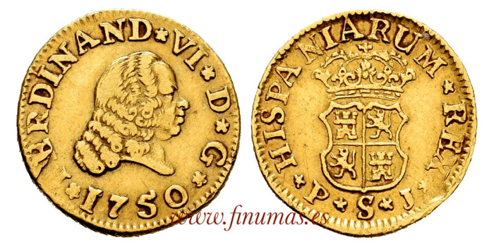 Cy09929.- FERNANDO VI 1/2 ESCUDO 1750 SEVILLE P.J. - MBC-