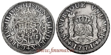 Cy11209.- CARLOS III  8 Reales Columnario 1771  MEXICO F.M.  MBC