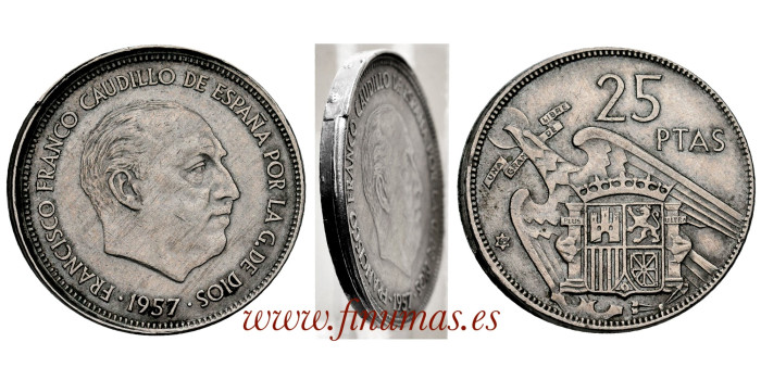 FV75- 50 Pts 1957/65.  Error Desplazamiento Acuñación Cospel. Rebaba