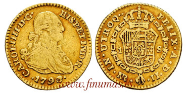 Cy13205.- CARLOS IV 1 Escudos 1793 New Kingdom J.J. MBC- Gold
